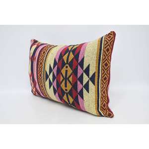 Almohada de lana rosa de estilo tradicional, técnica tejida con estampado geométrico de 20x28 pulgadas, forma Bohemia cuadrada Floral Vintage para uso doméstico - Product Image 4