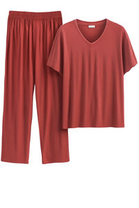 Conjunto de Camiseta y Pantalones con Cuello en V para Hombre, Transpirable, Ligero, Informal, Cómodo, Ropa de Estar en Casa - Product Image 6