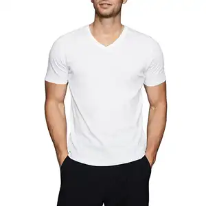 Big Sale - Trending basic/ embroider V-neck T-shirt for men OEM ODM Custom logo custom printed FREE TAX