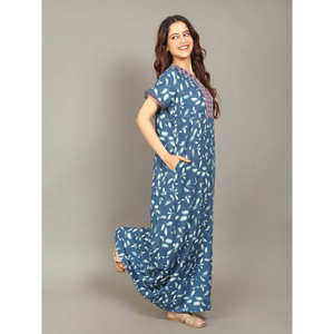 Evolove Camisón Largo de Viscosa Liva para Mujer, Súper Suave y Cómodo, Estilo Casual, con Bolsillos, Botones y Cierre con Cordón, Talla 3XL, 3 Piezas - Product Image 2