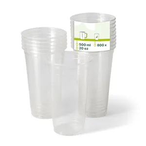 Gobelets compostables PLA transparents de 20 oz (500 ml), diamètre 95 mm, jetables, écologiques, pour boissons chaudes et froides - 800 pièces/carton - Product Image 1