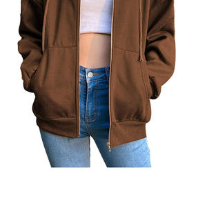 Sudadera con Capucha Extra Grande de Punto con Cierre para Mujer, Estilo Urbano, Holgada, con Logotipo Frontal, Sudadera para Hombre - Product Image 2