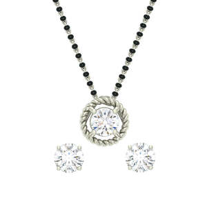 Compre un Conjunto de Mangalsutra de Plata Pura, Joyería Fina con Diamante de Corte Esmeralda Chapado en Oro, para Regalo de Boda o Fiesta para Esposa - Product Image 1