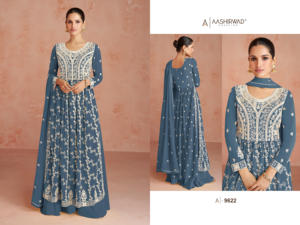 Ensemble de robes Anarkali pour femmes abordables en faux georgette, remise en gros disponible, options non cousues ou cousues pour l'exportation - Product Image 6