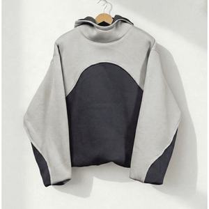 Sweat à capuche en molleton épais bicolore gris clair et gris foncé pour homme avec étiquette privée Trackstar OEM - Product Image 1