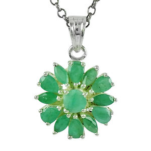 ขายดีที่สุด925เงินสเตอร์ลิงธรรมชาติมรกตพลอยรูปดอกไม้จี้สำหรับเธออาจจะเกิดเครื่องประดับขายส่ง - Product Image 1