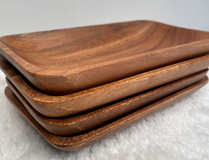 <b>Set</b> of 4 Acacia Wood Rectangular Plates Rice Server Appetizer Plate Rectangular Charger for Food <b>Serving</b> platter - Product Image 6