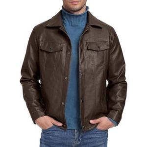Veste en cuir d'agneau véritable pour homme de qualité supérieure avec col en peau de mouton et doublure en fourrure intérieure - Product Image 4
