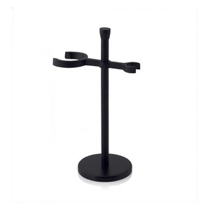 Support de rasage portable en acier inoxydable pour homme avec support à rasoir à 2 prongs et organisateur de brosses - Design de luxe noir - Product Image 1