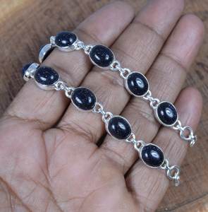 Blue Sunstone Sterling Silver <b>Adjustable</b> <b>Bracelet</b> Handmade Gemstone Jewelry Elegant Gift For Women - Product Image 1