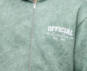 Acid Wash Zip Up Front Logo Alta calidad Premium Custom Heavy Weight Drop Shoulder Tallas grandes Sudaderas con capucha para hombre 100% algodón - Product Image 2