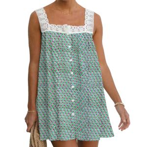 Robe colorée pour femmes, décontractée, été, mi-longue, col rond, taille unique, style indien, vêtements décontractés, belle tunique en coton imprimée à la main - Product Image 1