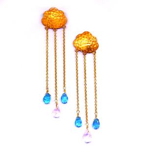 Party Wear 925 <b>Sterling</b> <b>Silver</b> Gold Plated Jewelry Vermeil Apatite Rose Quartz Gemstone Hanging <b>Earring</b> <b>Set</b> - Product Image 2
