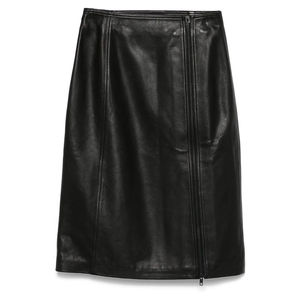 Jupe d'hiver en simili cuir PU pour femmes avec fermeture éclair Peplum Cinch Belt Elastic Stretch Large ceinture confortable et brillante - Product Image 6