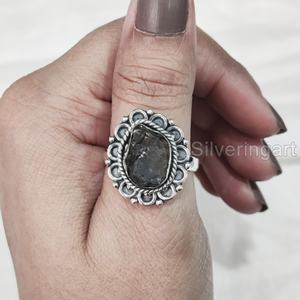 Rough <b>Stone</b> Jewelry Women's <b>Ring</b> Natural Raw Smoky Quartz Gemstone Birthstone Bohemian <b>Ring</b> Handmade 925 Sterling <b>Silver</b> <b>Ring</b> - Product Image 2