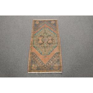 1.7x3.3 ft Turkish Rug, Vintage Rug, <b>Brown</b> Striped <b>Wool</b> Rug - Product Image 1