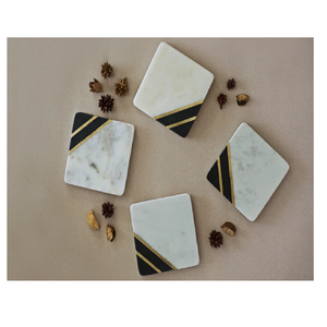 Attractive Design Round Shape White <b>Marble</b> <b>Coaster</b> With <b>Coaster</b> Holder Organic Design Tabletop Decorative Durable <b>Coaster</b> - Product Image 2