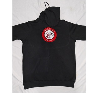 แจ็คเก็ตผ้าฝ้าย100% มีฮู้ดสำหรับผู้ชายสีดำล้วนมีซิปรูด320 GSM สำหรับฤดูใบไม้ร่วง - Product Image 1