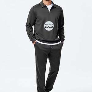 <b>Men's</b> Tracksuit 2 Piece <b>Quarter</b> <b>Zip</b> Sweatsuit Workout Plaid Jogging Suit Set - Product Image 2