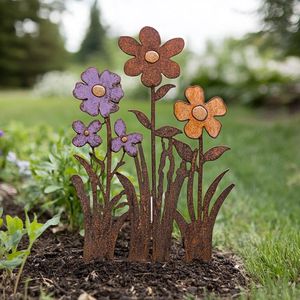 metal garden <b>stakes</b> yard art decor <b>for</b> outdoor flower beds durable finish rust resistant weatherproof design - Product Image 4