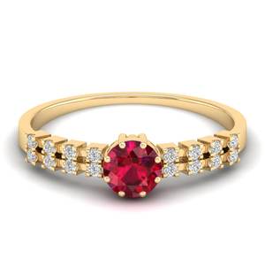 Anillo de Piedra Preciosa de Rubí de Corte Brillante Redondo de Diseño Original REYES de 0.5 Quilates en Plata de Ley 925, Anillos de Compromiso de Moissanita - Product Image 6