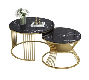 Modern Luxury High Quality Stainless Steel Coffee <b>Table</b> <b>Marble</b> Top Eco-Friendly Adjustable Storage Home Furniture - Product Image 2