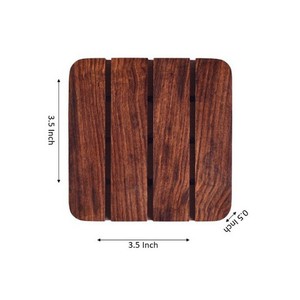 Posavasos de madera Reversible cuadrado Juego de posavasos de madera del fabricante Posavasos de palet de madera redondos negros cuadrados de Acacia personalizados - Product Image 2