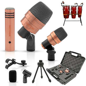 5 Core Conga Mic Snare Tom Microphone Drum Kit <b>Condenser</b> XLR Instrument Mics - Product Image 1