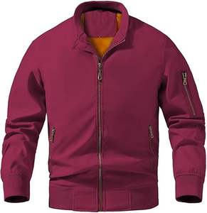 Blouson aviateur pour homme coupe-vent léger et décontracté, manteau zippé avec poche pour le printemps et l'automne - Product Image 4