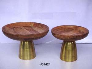 Cuenco de madera real Natural de alta calidad con Base de Metal Cuenco de madera hecho a mano Cuenco de madera para servir comida y ensalada a precio al por mayor - Product Image 2