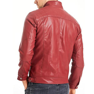 Veste en cuir rayée vintage de style américain pour homme, sensation splendide, coupe-vent avec col montant, veste pour homme - Product Image 5