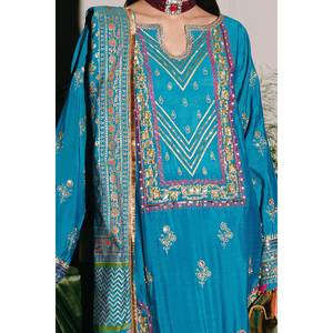 Conjunto de Traje Bordado de 3 Piezas sin Coser Azul para Mujer - Product Image 3