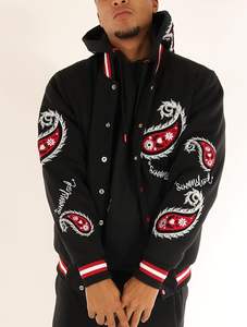 Vestes pour hommes universitaires de baseball à manches en laine décontractées personnalisées chaud à l'intérieur du tissu Letterman Sportswear manteaux d'hiver - Product Image 3