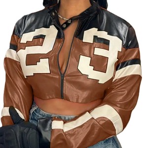 แจ็กเก็ตทีมตัวแทนของผู้หญิงแจ็กเก็ตเลตเทอร์แมนแบบลำลองความยาวสั้นมีสไตล์ - Product Image 1