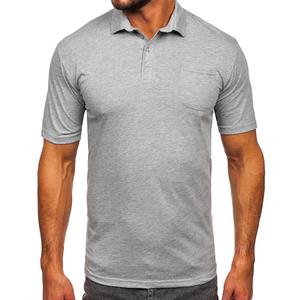 เสื้อโปโลเข้ารูปธุรกิจสีเทาผ้าฝ้ายสำหรับผู้ชาย100% - Product Image 3