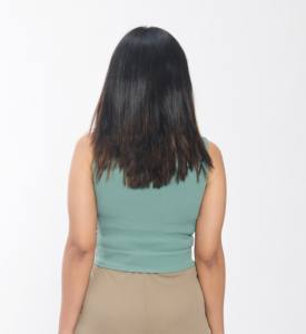 Top court sans manches côtelé turquoise pour femme Camisole en spandex léger extensible avec col rond idéal pour le style d'été - Product Image 6