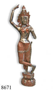 Venta caliente estatua de aluminio Laxmi cobre acabado hecho a mano Metal cobre acabado pie Laxmi estatua artículo de regalo Regular - Product Image 2