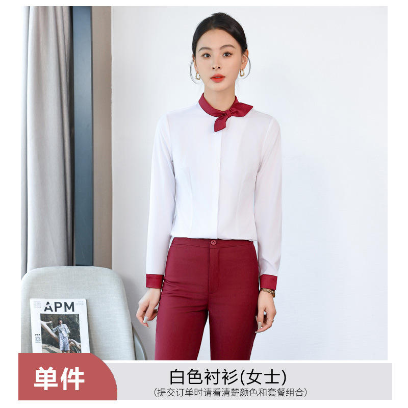 0862 Chemise blanche à manches longues pour femme