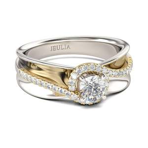 Anillo de Plata de Ley Chapado en Oro Rosa de Dos Tonos de Moda Jeulia - Product Image 2