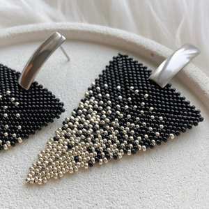 Modern Glass <b>Beads</b> & Resin Earrings with Turquoise Design and Cascading <b>Fringe</b> Unique Jewelry Gift by MS Handicraft - Product Image 5