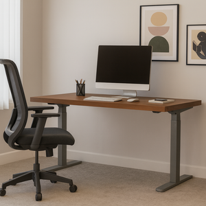 Adjustable Height Particleboard Steel <b>Computer</b> <b>Desk</b> with Electric Lift Mechanism and Control Panel - Product Image 3