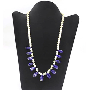 Rutile ลูกปัดไข่มุกสีดำสร้อยคอทำมือสไตล์โบฮีเมียน,สร้อยคอลูกปัดแลพิสแลซูลีแฟนซีสีสันสวยงามติดลูกปัดชายหาดเครื่องประดับมีสไตล์สำหรับเป็นของขวัญแก่ผู้หญิง - Product Image 3