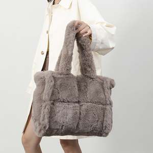 กระเป๋าถือกันน้ำสำหรับฤดูหนาว หรูหรา นุ่มฟู สะพายไหล่ ขนเท็ดดี้ ขนเชอร์ปา แบบสะพายข้าง มีเชือกผูกปิด สำหรับผู้หญิง - Product Image 1