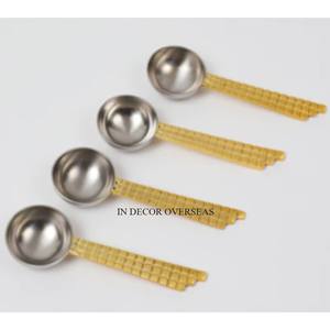 Poignée de concepteur de fleurs plaquées or en métal de haute qualité pour cuillère polie brillante argentée et fourniture d'ensemble de couverts folkloriques - Product Image 2