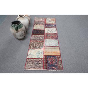 พรมตุรกีขนาด 2.3x6 ฟุต ลายสัตว์สีแดง พรมขนสัตว์วินเทจ - Product Image 1