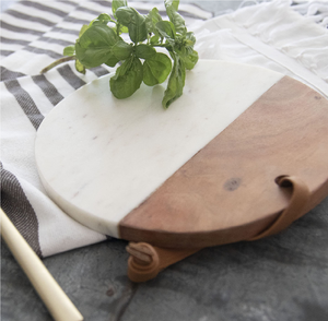 Tabla de Cortar de Mármol de Alta Calidad, Tabla de Servir de Madera y Mármol, Tabla de Cortar de Acacia Ecológica y Elegante - Product Image 1