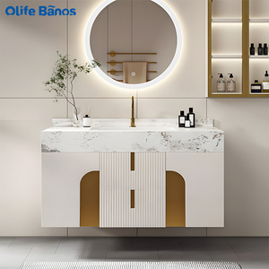 Armoire <span class=keywords><strong>de</strong></span> <span class=keywords><strong>salle</strong></span> <span class=keywords><strong>de</strong></span> bain en pierre frittée murale <span class=keywords><strong>de</strong></span> style luxe moderne plaque <span class=keywords><strong>de</strong></span> roche cintrage à chaud bassin monobloc boîtier <span class=keywords><strong>de</strong></span> <span class=keywords><strong>miroir</strong></span> intelligent - Product Image 5