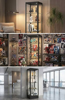 Vitrine pour salon, meuble de rangement avec porte en verre, armoire haute pour chambre à coucher
