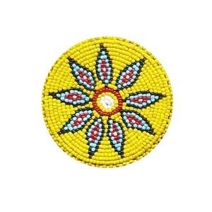 Posavasos de cuentas de semillas de colores con logotipo de diseño personalizado posavasos de cuentas hechos a mano con estilo para juegos de regalo de boda bordado costura - Product Image 2