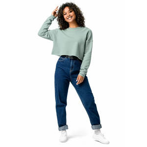 Sudadera recortada con hombros caídos para mujer, jersey de cuello redondo, suéter moderno ajustado a la moda con hombros caídos - Product Image 3